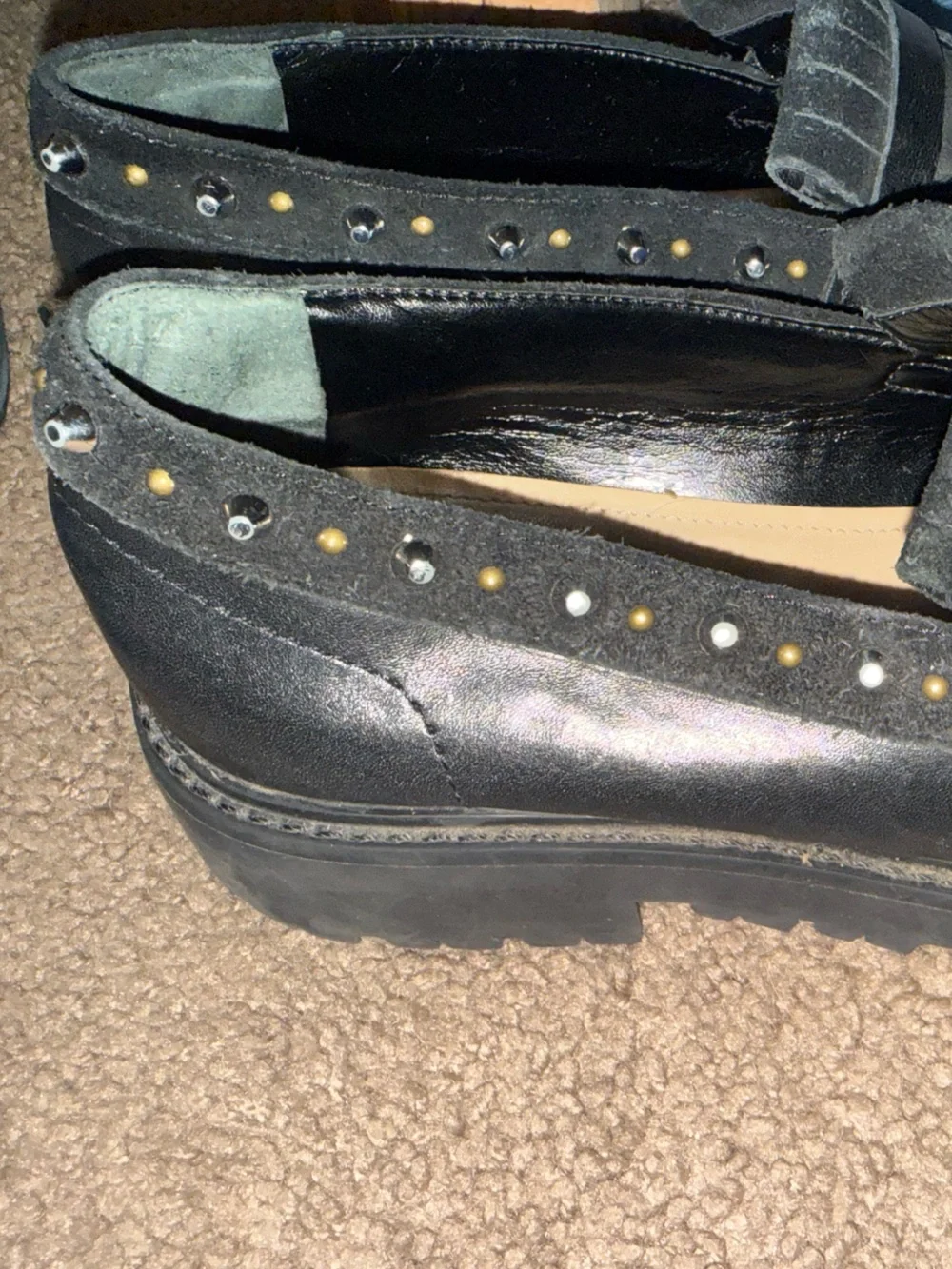 SCHUTZ Black Studded Kiltie Loafers